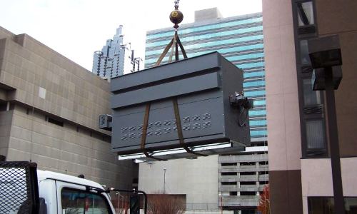 Lifting New Boiler to Multi-Story Hotel Roof
